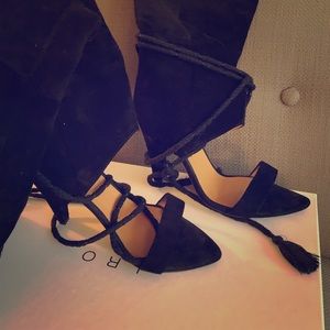 IRO wine once over Knee open toe boots